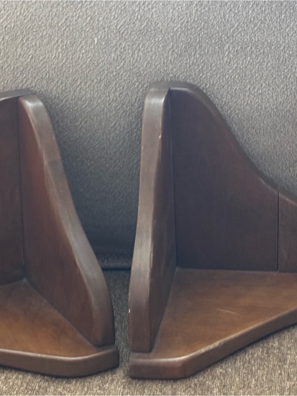 (2) Vintage Stamped Cushman wood Corner Shelves must See